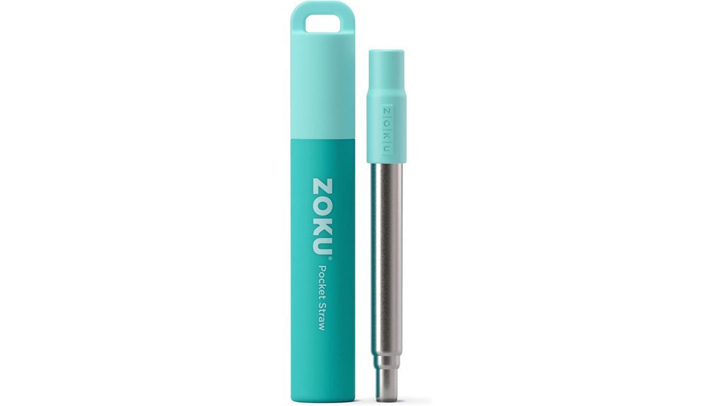 teal collapsible metal straw