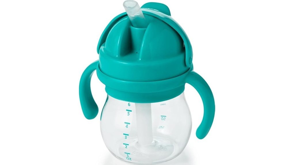 teal straw cup handles