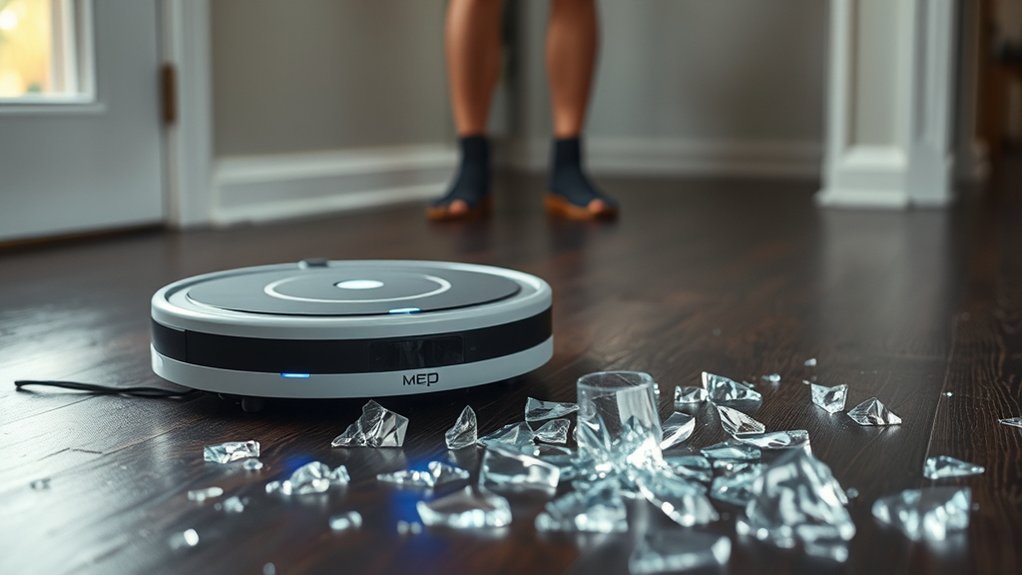 avoid vacuuming broken glass