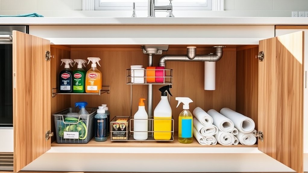 organize under sink storage efficiently