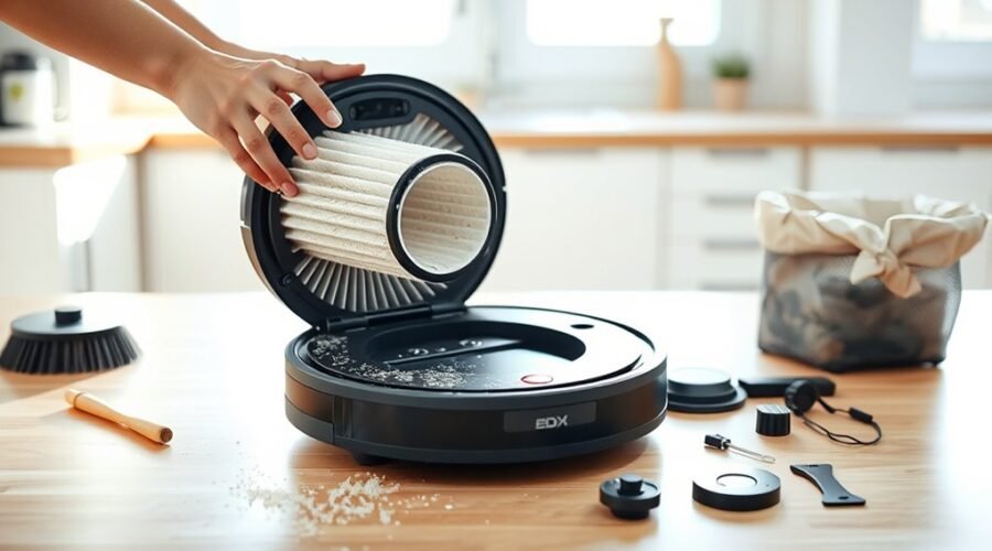 safely clean robot filter